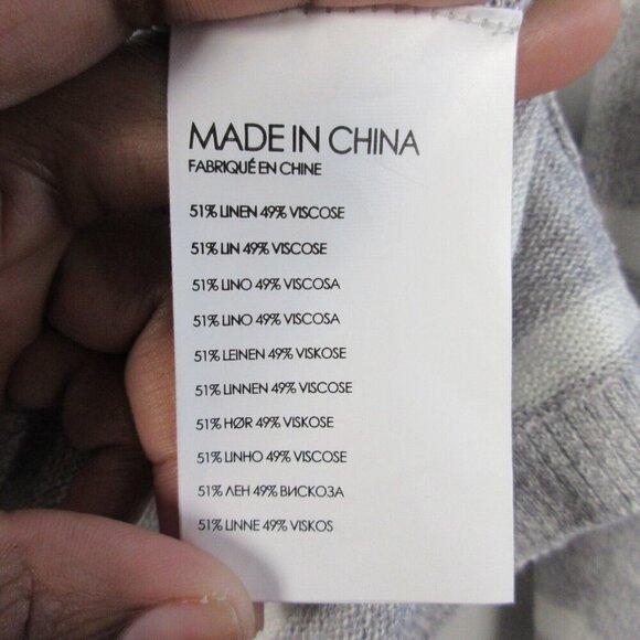 Club Monaco Linen Blend Nautical Sweater Women S Striped Gray White Knited 172 - Picture 4 of 9